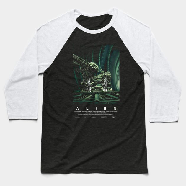 Alien space Jockey Baseball T-Shirt by JennyPool